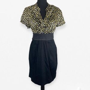 Studio Y Black and Yellow Polka Dot Mini Career Dress 13